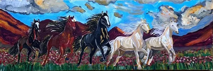 In the Heart of Motion, oil on canvas, 2024, by Ayesha Abbas Khan