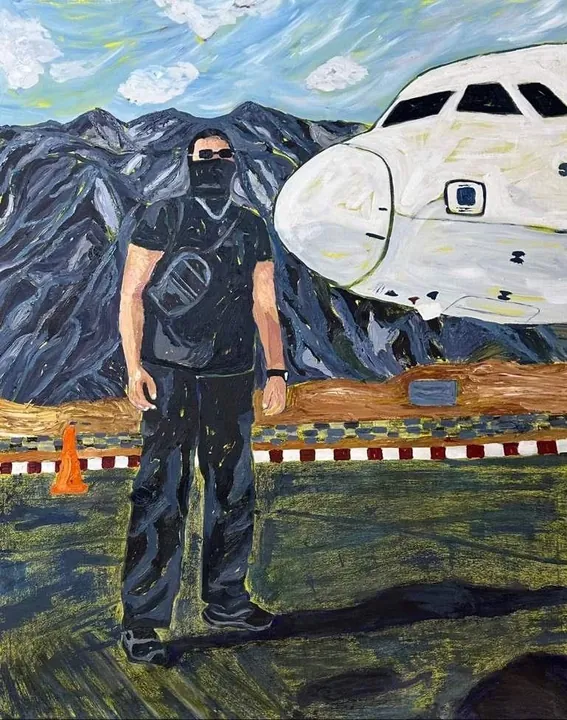 Shehar Mein Hun Mein Teray, mixed media on canvas, 2025, by Ayesha Abbas Khan
