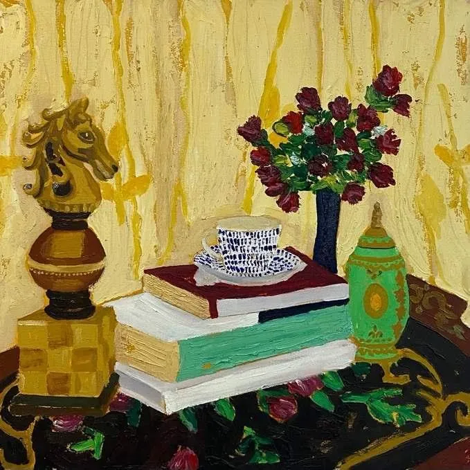 Still Life, oil on canvas, 2023, by Ayesha Abbas Khan