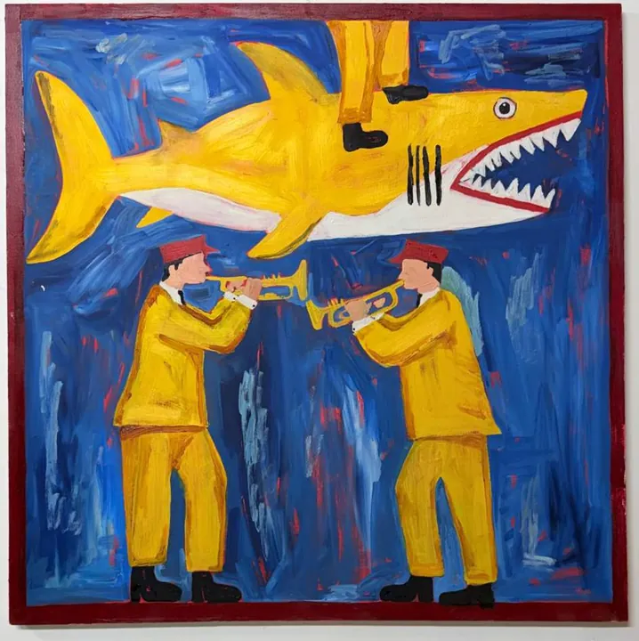 The Brass Procession, oil on canvas, 2026, by Ayesha Abbas Khan