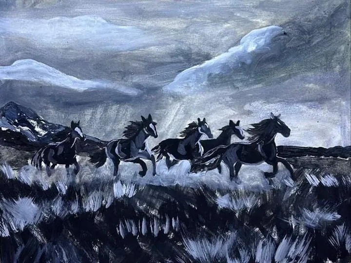Thunderous Stride, oil on canvas, 2024, by Ayesha Abbas Khan