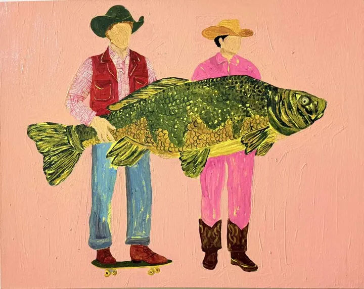 Two Hands, One Catch, oil on canvas, 2026, by Ayesha Abbas Khan