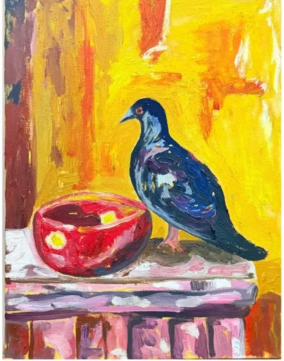 Where Stillness Sits, oil on canvas, 2025, by Ayesha Abbas Khan